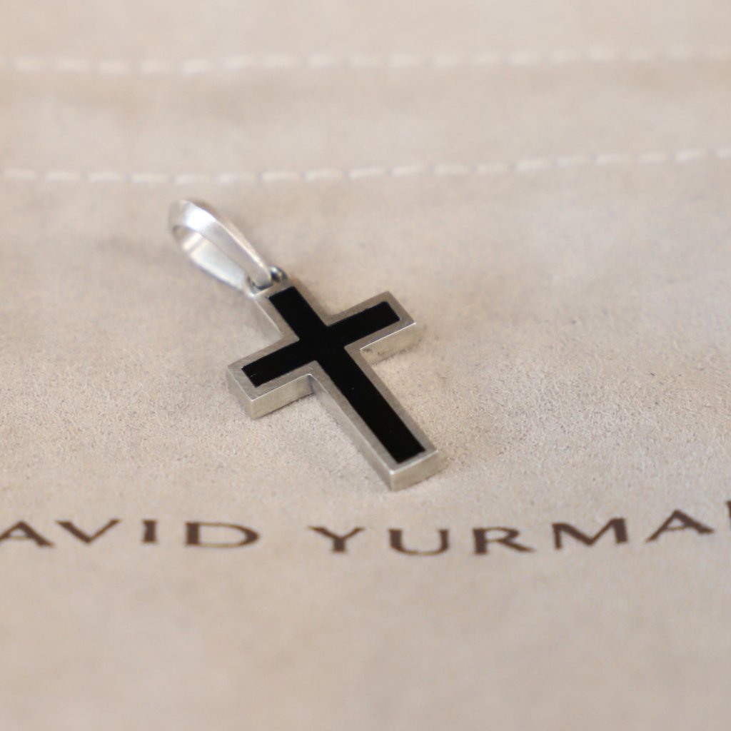 David Yurman Men's Sterling Silver Exotic Stone Cross Amulet With Black Onyx